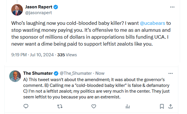 So, my frenemy Jason Rapert sent this reply to my post. False, defamatory &amp; vaguely menacing of my day job. (Perhaps I need a consult with <a href="/TomMarsLaw/">Tom Mars</a>?)
#BadgeOfHonor
#Arkansas #arpx