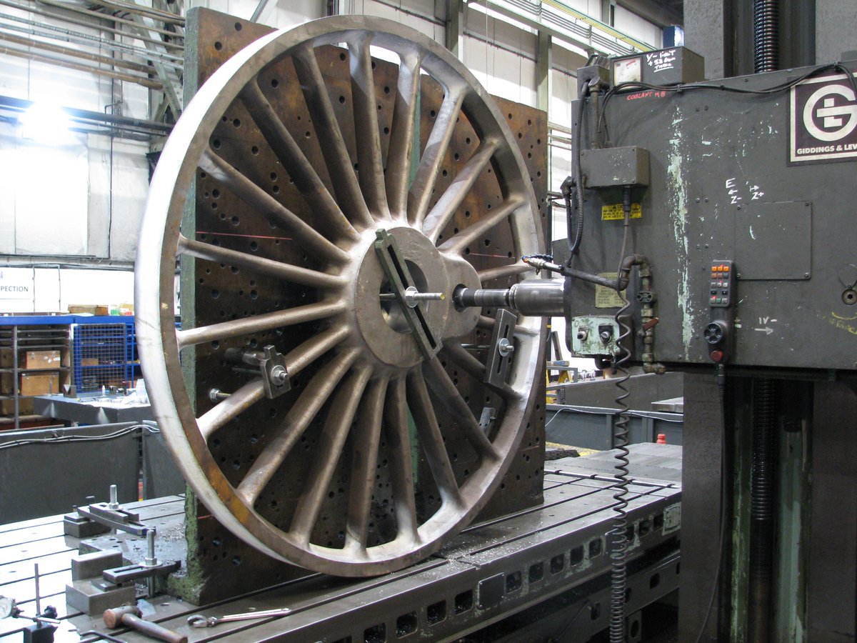 The Machining of 61673's Driving wheels are nearly complete with one side finished and the other to be done. The Crankpin holes are also done  and measurements will be sent to Railway Wheelsets,so the plain axles can be completed,4 wheels will then be dispatched to Buckfastleigh.