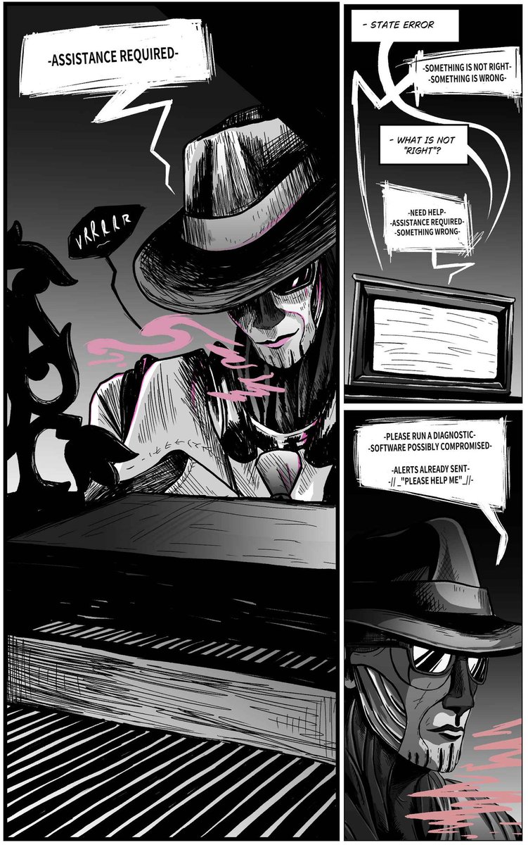 PJP_Art's tweet photo. I've been writing/illustrating a comic recently. 
It's a story I started putting together a while ago, but have been sort of cloak and dagger about.
The first two chapters are available on my website for free- https://t.co/deKuQD5QoM

#comicartist #comicbookart #comics https://t.co/RbQZWKlv26
