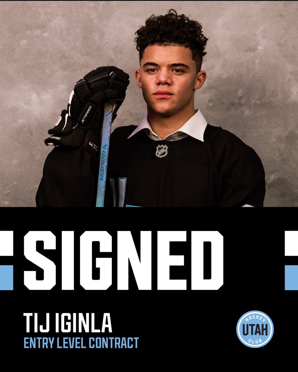 utahmammoth's tweet photo. 𝗜𝗧’𝗦 𝗢𝗙𝗙𝗜𝗖𝗜𝗔𝗟 ✍️🩵

We have signed our first-ever draft pick, Tij Iginla, to an entry level contract!

🔗 https://t.co/atsYkvAEt1 https://t.co/qkzKs7rHmd