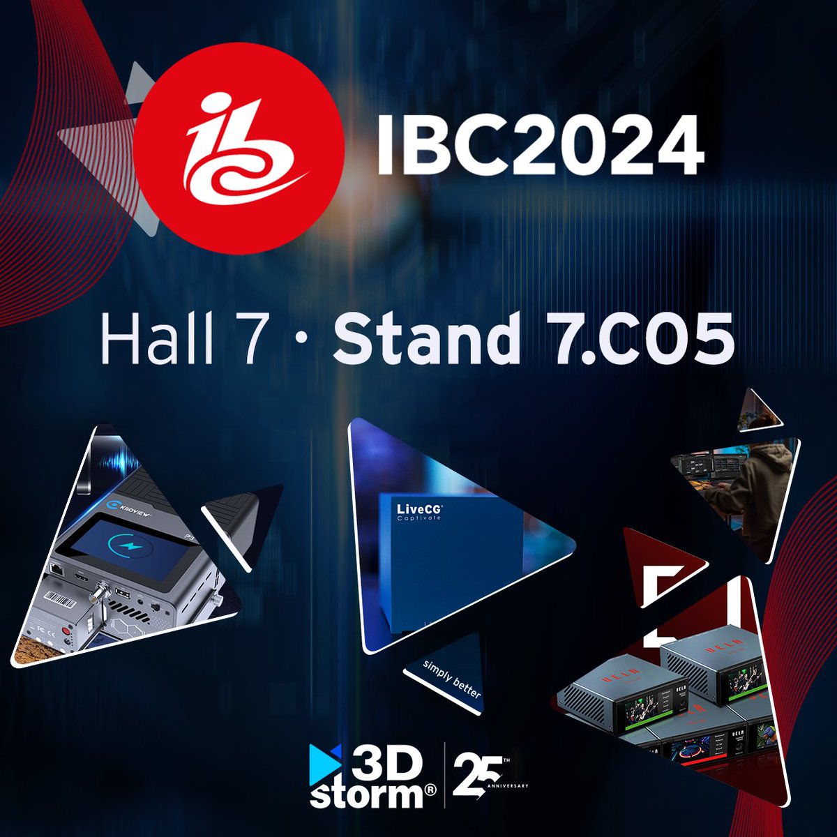 🤩 It's time to discover the latest products with 3D Storm at IBC 2024, Hall 7 – Stand 7.C05

Learn more about the latest innovations:

🔓 #LiveCG Captivate
🔓 <a href="/newbluefx/">NewBlue</a> Fusion
🔓 <a href="/ScienceImage_cn/">ScienceImage</a> Vela
🔓 <a href="/kiloview/">Kiloview Electronics</a>  P3 &amp; P3 Mini
🔓 @netgear Pro AV line

3dstorm.com/en/events/75-i…
