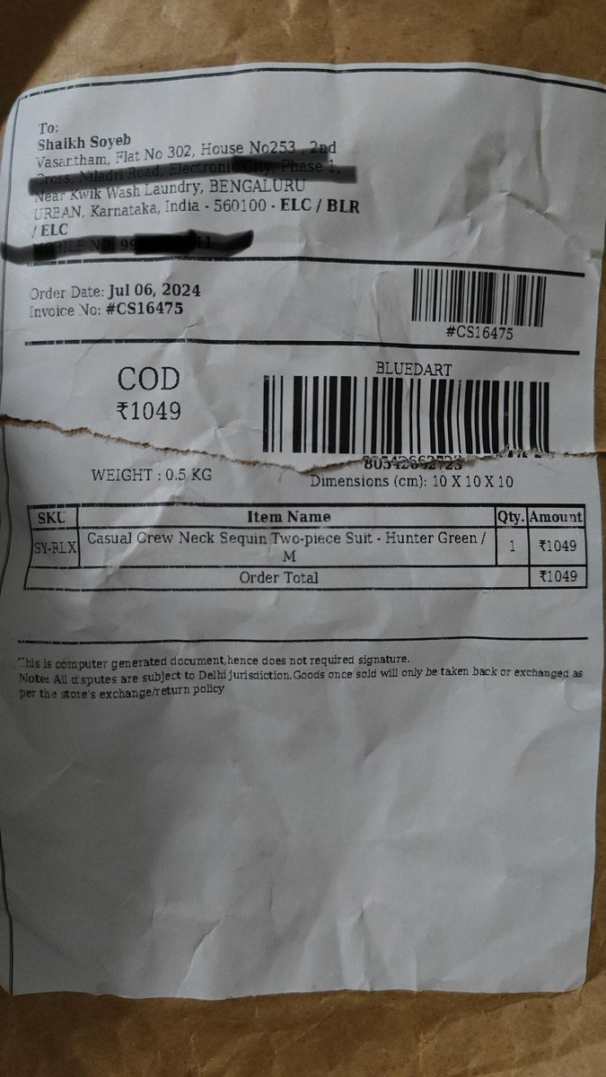 ShaikhSoyeb's tweet photo. Dont buy from #closetsaga they are cheaters.sending fake other product showing different products. @jagograhakjago @consaff look into these company. This is Gurgaon based company. @cmohry @police_haryana needs your intervention #dontbuy https://t.co/168myG1LKk