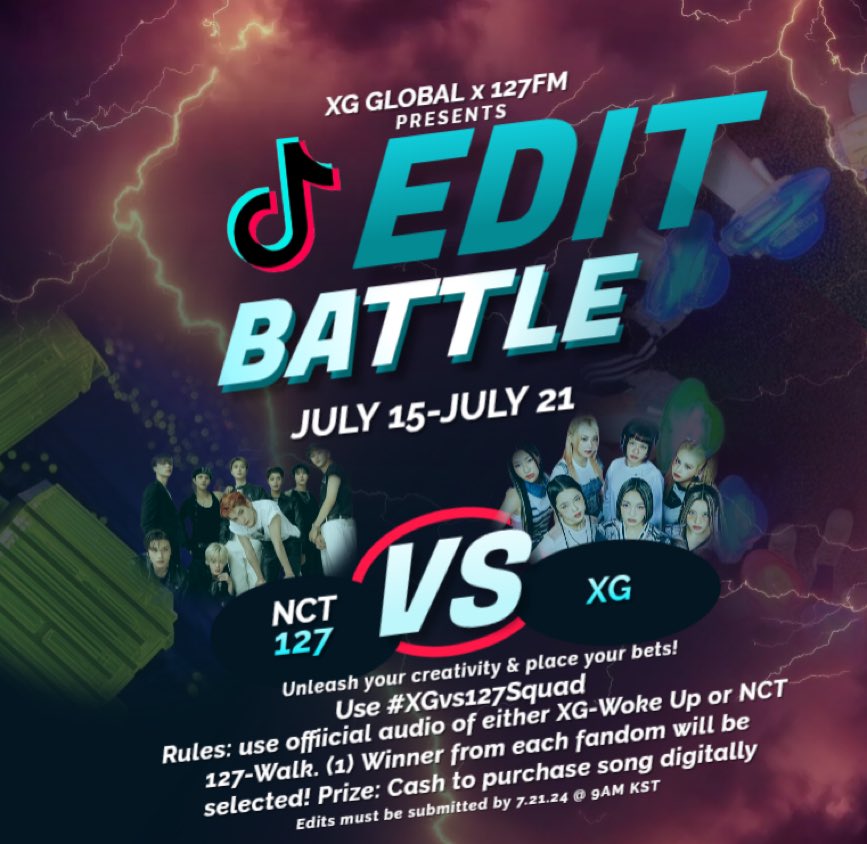 Woke Up era passed us by too soon so we’re KEEPING IT ALIVE by battling with <a href="/nct127fm/">127fm</a>! Alphaz let your creativity spark and let the editing begin 🐺

RULES:
-Only upload from 7/15-7/21 by 9AM KST that Sunday
-Tag: #XGvs127Squad
-Official Audio ONLY
-Winner will be chosen from