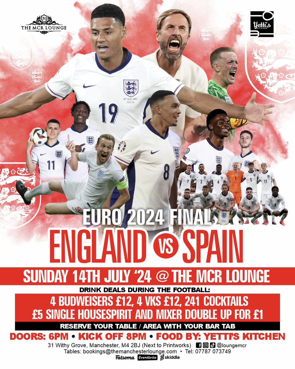 Football is coming home, and we're ready to cheer for <a href="/England/">England</a>! Doors open at 6PM

Reserve your table now via bit.ly/4df2gwz 

📍31 Withy Grove, Manchester M4 2BJ

#EURO24 #EURO #manchester