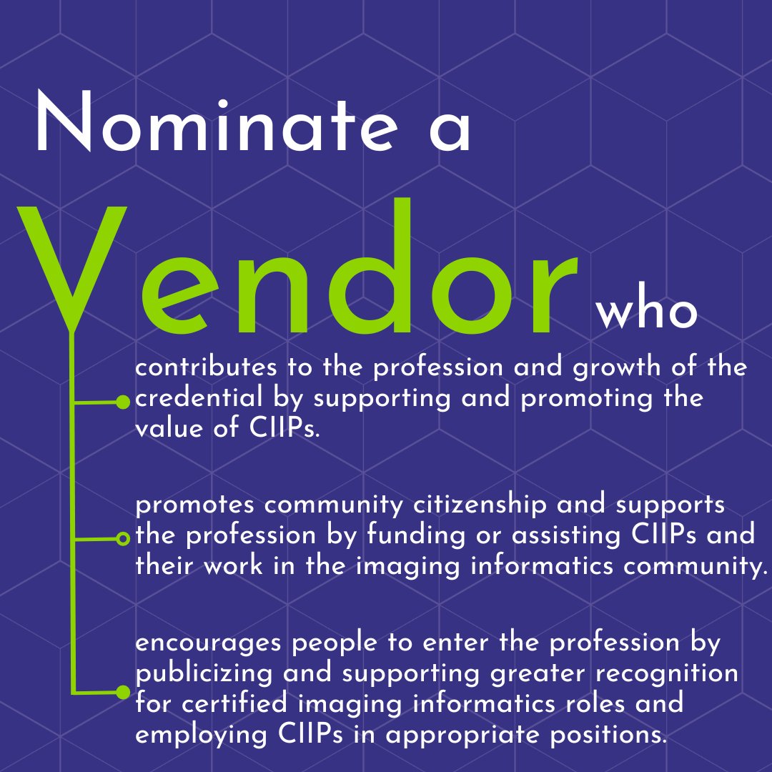 Nominations for the #ABII Excellence in Imaging Informatics Awards are still open!

Swipe through the photos to learn who you should nominate.

#ExcellenceInImagingInformatics #CIIP #Vendor