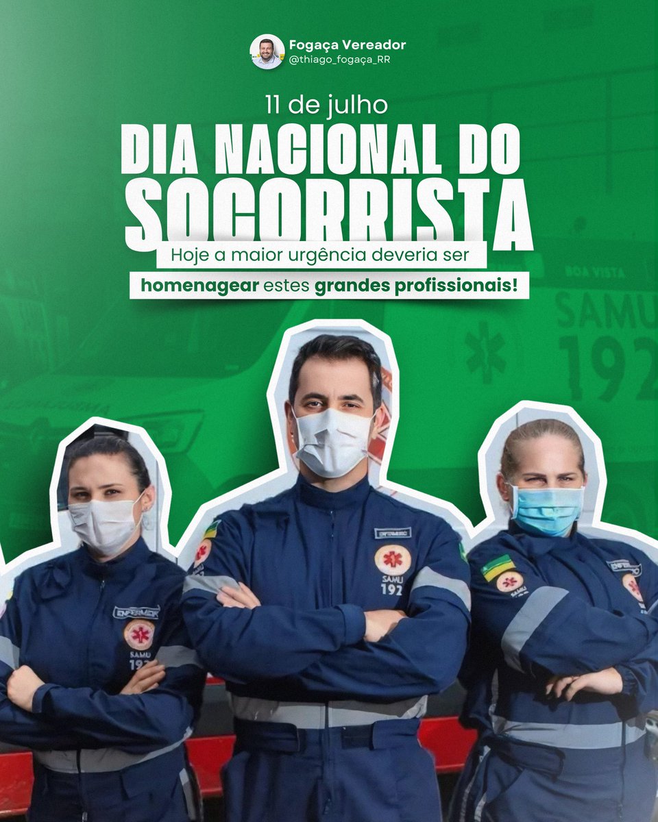 thiago_fogaa's tweet photo. Hoje celebramos o Dia do Socorrista, uma data dedicada a honrar aqueles que dedicam suas vidas a salvar outras!

#DiaDoSocorrista #Socorrista #Samu #ThiagoFogaça #VamosVencerJuntos #VVJ https://t.co/kcm5dfNkTz