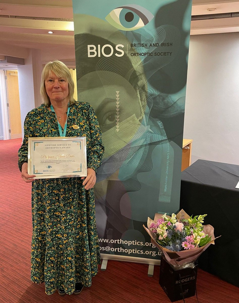 BIOS_Orthoptics's tweet photo. We are thrilled to give Prof Helen Davis our first ever Lifetime Service to Orthoptics Award!
This recognises her outstanding contribution to the orthoptic profession and unwavering commitment to and support of BIOS across her whole career.
#BIOS24 @HelenOrthoptics https://t.co/cjr0JkZbxH