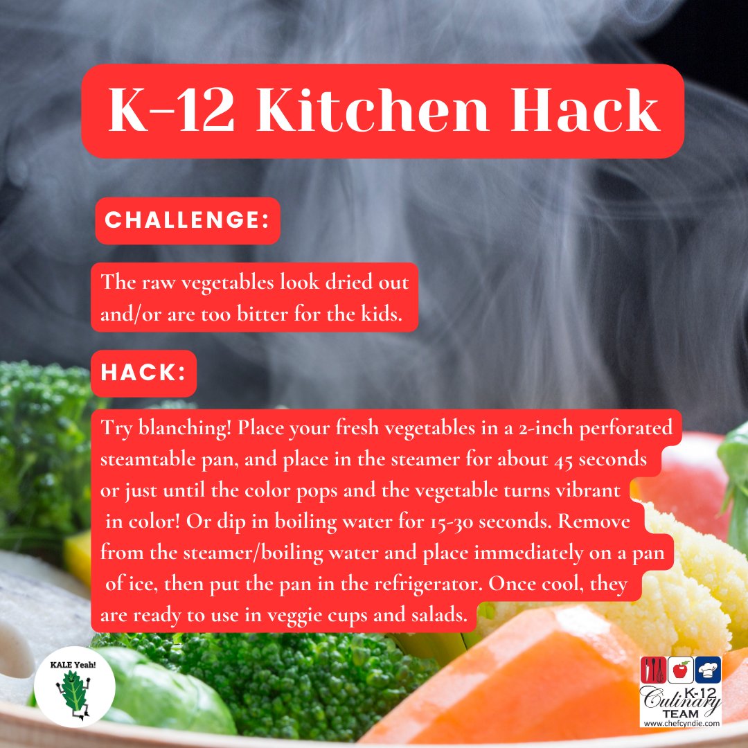 K-12 vegetable kitchen hack! #kaleyeah #k12 #kitchenhack #childnutrition