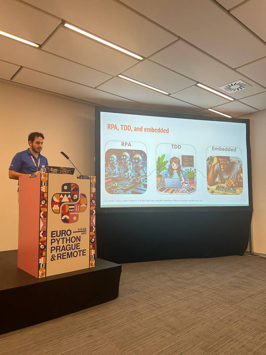 javinator9889's tweet image. Just finished my talk about Robot Framework, TDD, and hardware testing!! Thanks a lot everyone that has attended the presentation, for your questions and being so kind #EuroPython2024
For sure I'll repeat at @europython 🎉🎉🎉🥰