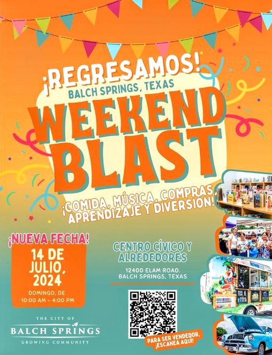 Join the Balch Springs community for food, music, shopping, learning and fun. Sunday, July, 14th 10 am  - 4 pm. At the Balch Springs Civic Center.