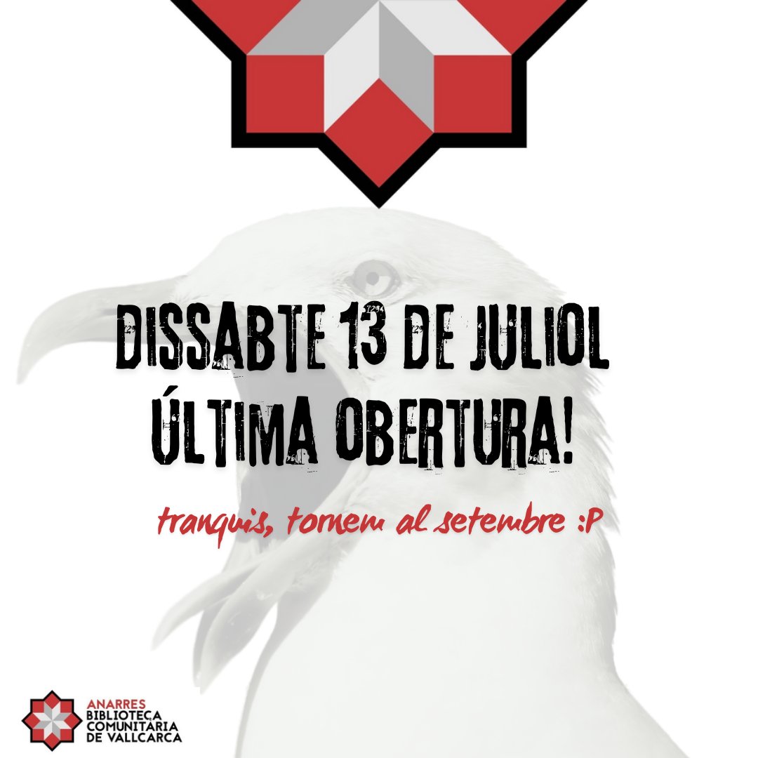 En aquest dijous tan calorós se'ns ha acudit recordar-vos que el proper dissabte dia 13 (o sigui, demà passat 💥) és l'últim dia que obrim d'aquest estiu! 

Hi serem de 11h a 14h, com sempre ;)

I si no ens veiem, que passeu un estupendu estiu anarrià! ✨🚀