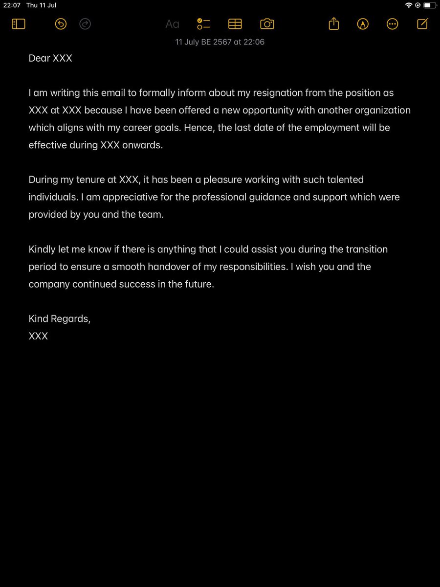 ตัวอย่างและวิธีการเขียน Email สำหรับการแจ้งลาออกจากงานเนื่องจากได้งานในองค์กรแห่งใหม่ หรือ เหตุผลอื่น ๆ ที่นอกเหนือจากนี้ สามารถนำไปปรับใช้งานได้ตามความเหมาะสม •.