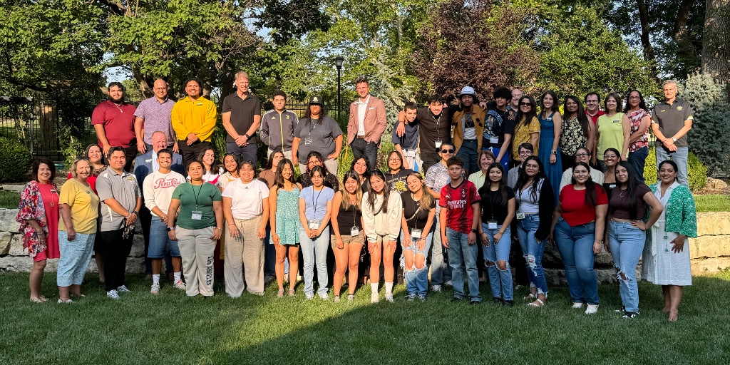 Recently <a href="/RickCaseWSU/">Rick Case</a> and I got to welcome participants and supporters of Herencia to the President's Residence. Herencia is a summer bridge program that helps high school seniors build confidence and prepare for life in college. These students have bright futures! #ShockersUp