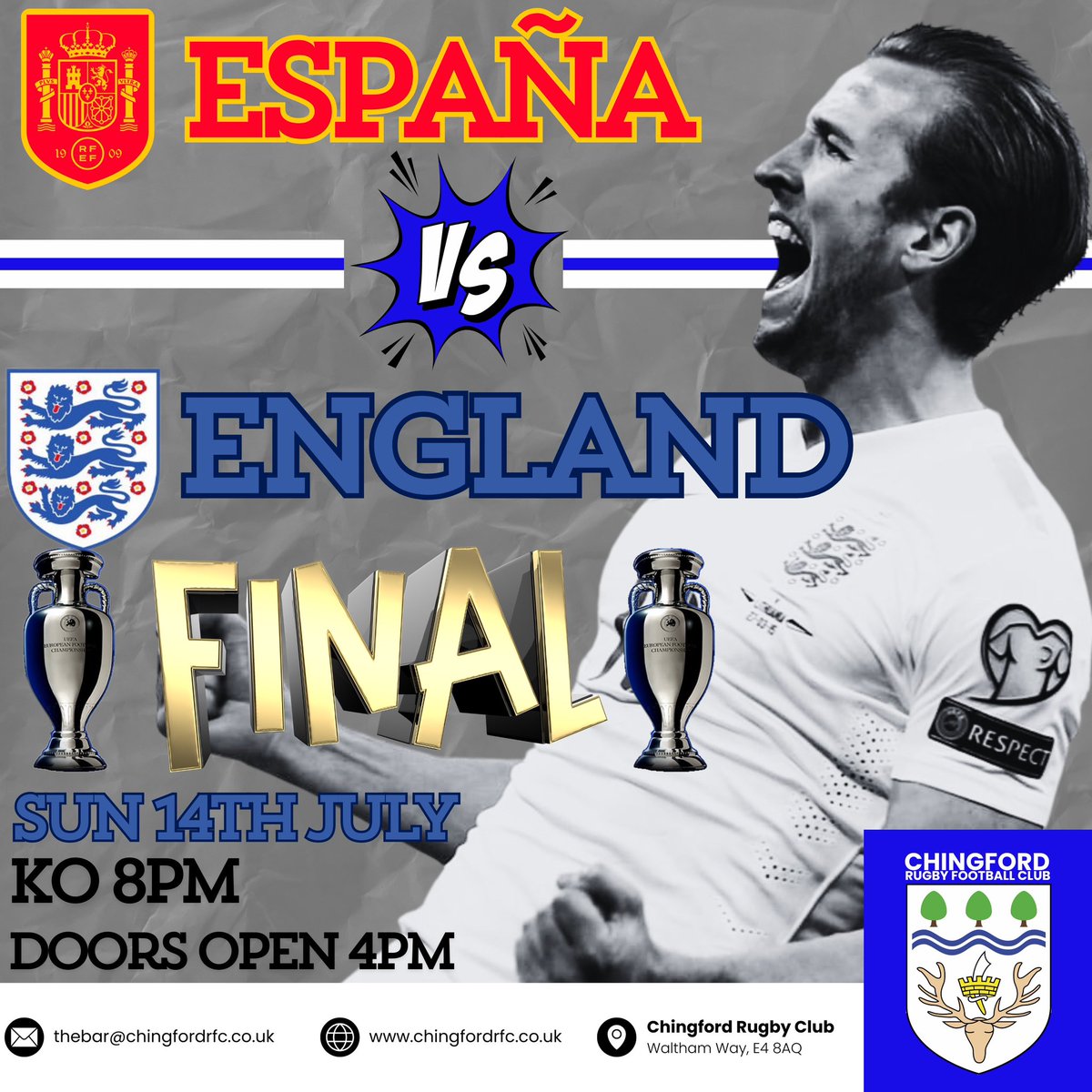 We are showing the cup final. Come and watch with us.