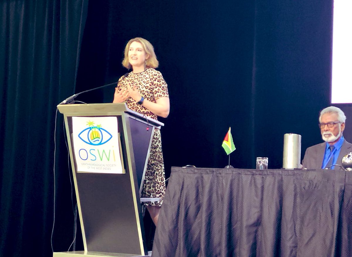 A pleasure (as a glaucoma patient myself) to bring remarks to the Ophthalmological Society of the West Indies’ annual meeting. 

I took the opportunity to highlight the achievement of 🇹🇹 <a href="/CrosbyNwaobi/">Prof. Roxanne Crosby-Nwaobi RN PhD FRCN</a> in becoming the UK’s 1st Black female Professor of Ophthalmic Nursing. 🎉