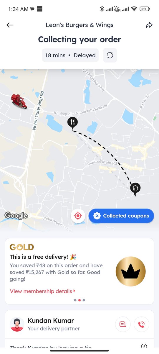 skunal428's tweet photo. Ordered from @zomato a delivery partner took my order and ran away. The restaurant is closed now. I waited almost 2 hours for a 30 min delivery. Is this how u work? @zomatocare @deepigoyal https://t.co/zUF9BZV0gR