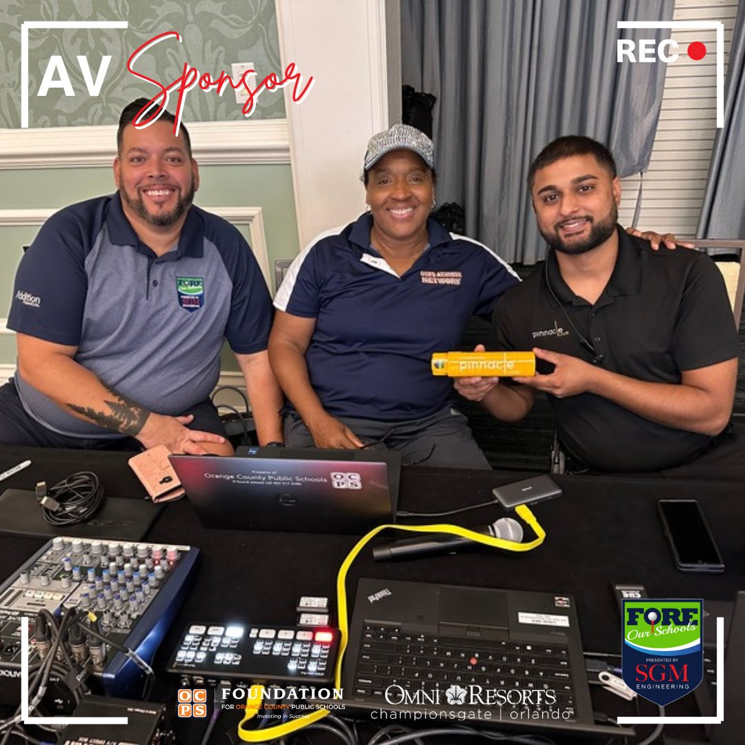 Fdn4OCPS's tweet image. Shout out to @pinnaclelive_  for being the AV Sponsor at for The Foundation for OCPS&apos; 24th Annual &quot;Fore our Schools&quot; Golf Tournament presented by SGM Engineering! foundationforocps.org/.../2024-golf... 
#fdn4ocps #SGMEngineering #foreourschools @OCPSnews @Fdn4OCPS @OmniHotels
