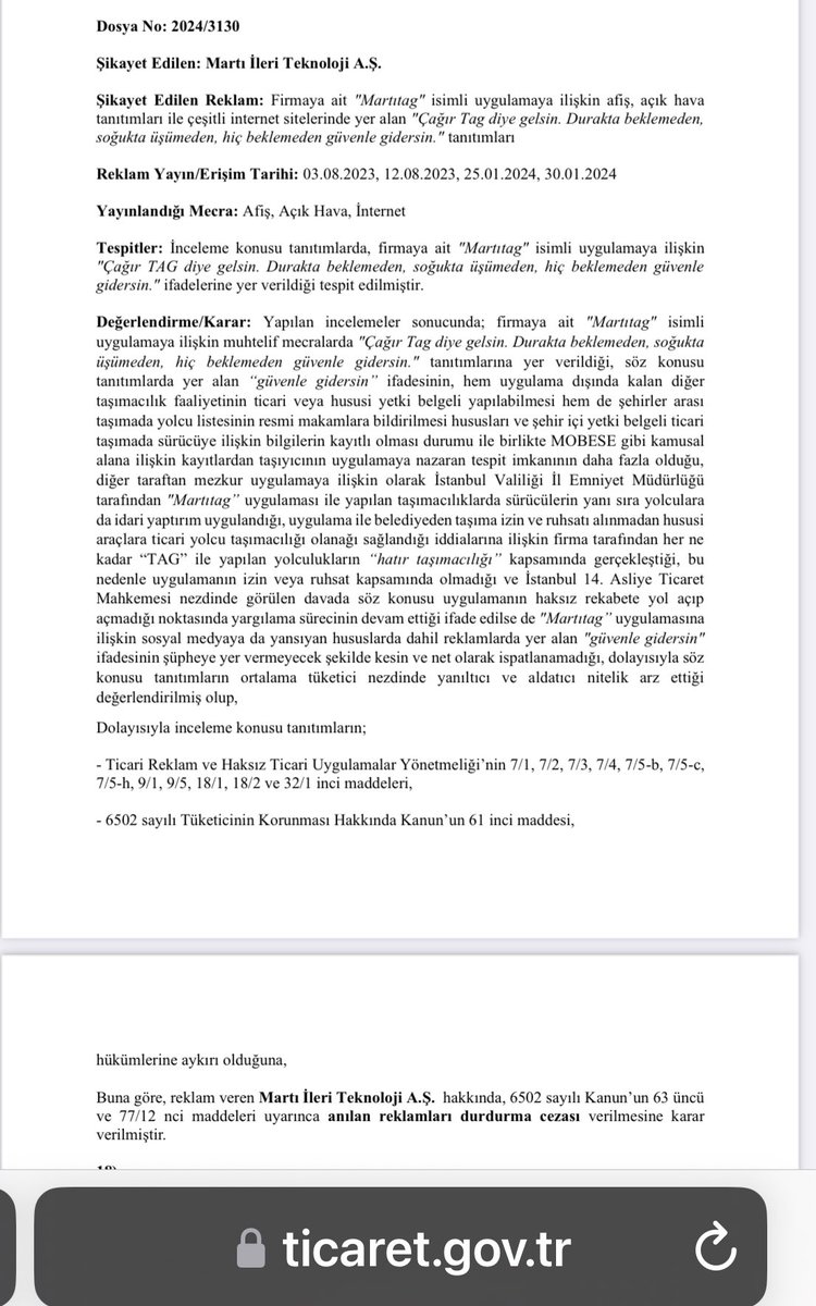 TUZ KOKMUŞTUR ⤵️

Sn Bakanım <a href="/OA_BAK/">Dr. Osman Aşkın Bak</a>, 
İBB EMNİYET REKLAM KURULU gibi Devlet Kurumların Martı Tag a korsan taşımacılık yaptığı için ceza kesmektedir Hukuka aykırı çalışan bu şirketin bakanlığınıza bağlı <a href="/TYFgovtr/">Yüzme Federasyonu</a> na sponsor olması kabul edilir değildir.
Sırada ne var ⁉️
Kaçak