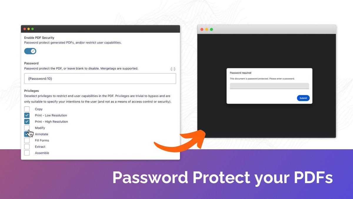 GravityPDF's tweet photo. 🎉 Feature Friday: Safeguard your Gravity PDF-generated documents with password protection. Keep your data from unauthorized access! 🔒 Learn more at https://t.co/GfSRoctTE0.
#WordPress #GravityForms #GravityPDF https://t.co/OSCp7SFpJb