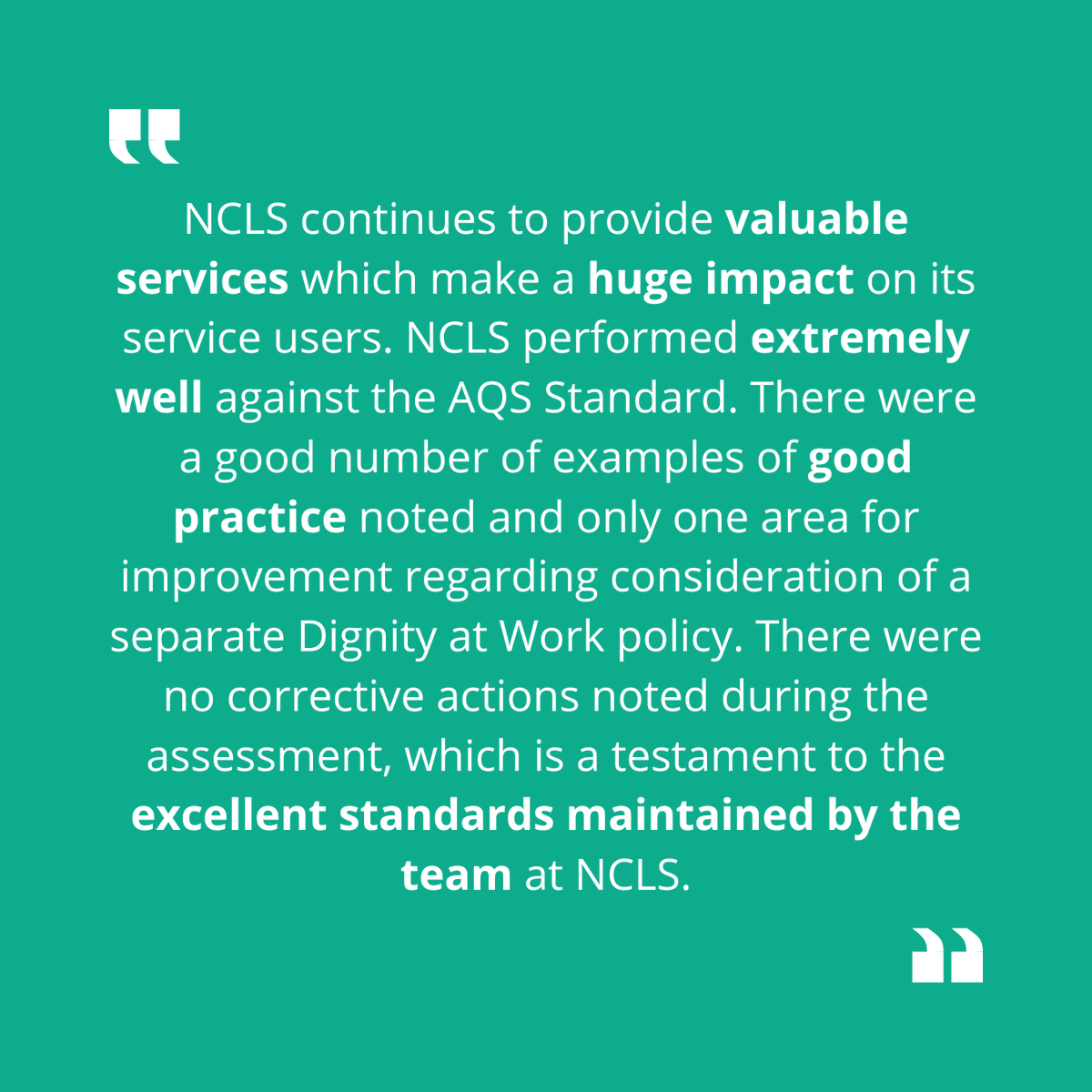 Every two years, we're audited by the Advice Quality Standard (AQS) which is awarded to organisations that give advice to members of the public on legal issues.

Swipe to see our outcome summary - something we're incredibly proud of at NCLS.

#Norfolk #Norwich #AQS