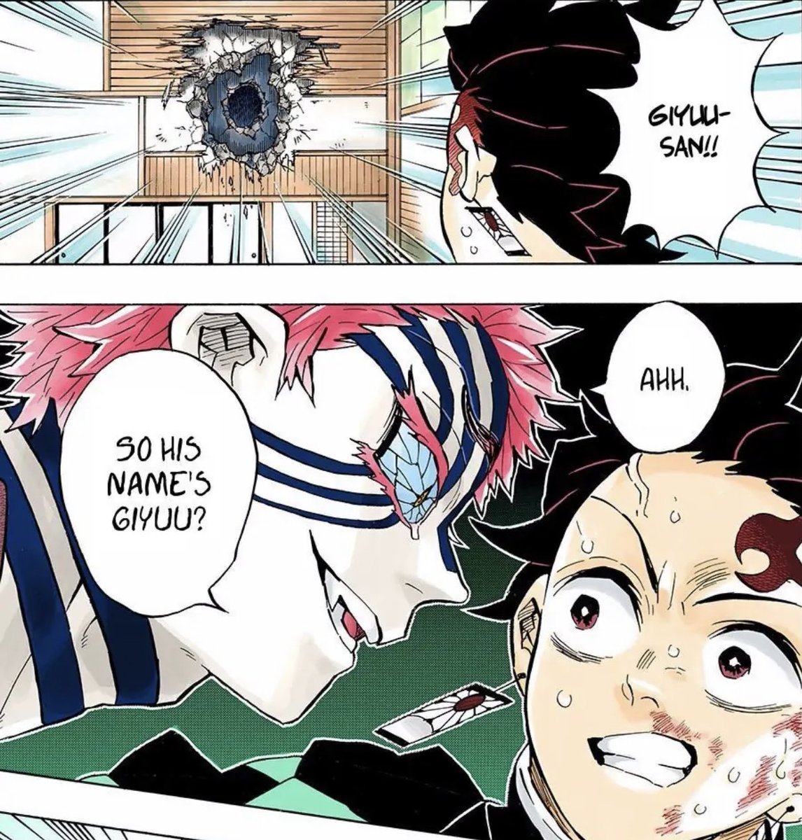 bungeecums's tweet photo. not tanjiro unintentionally exposing giyuu’s name lol https://t.co/mulGKQvS7U