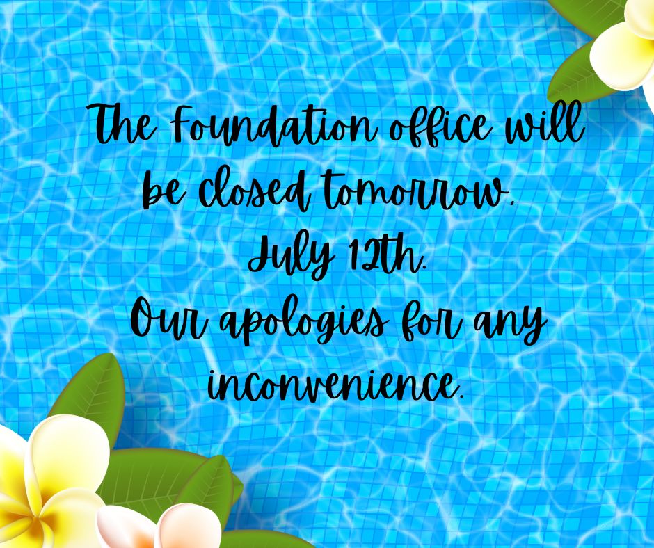 CountyCuster's tweet photo. The Foundation Office will be closed tomorrow, Friday, July 12th. Sorry for the late notice and thanks for understanding! https://t.co/z2xB5rMu8a