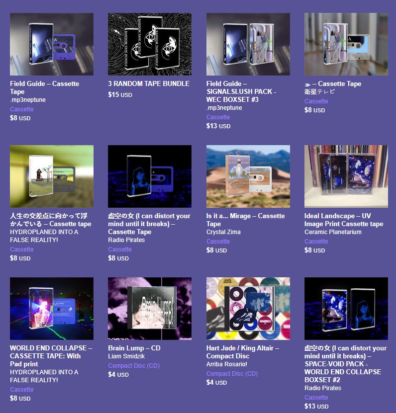 Hey! unfortunately we dont have anything to offer this week! but to make up for it everything is currently discounted!!

TAPES ARE 8$
CDS ARE 4$
TAPE BUNDLES ARE 13$

ALSO RANDOM TAPE BUNDLES HAVE REOPENED GET ONE WHILE YOU CAN!!

SALE LASTS UNTIL 6/19!!!

wrldendcllpse.bandcamp.com/merch