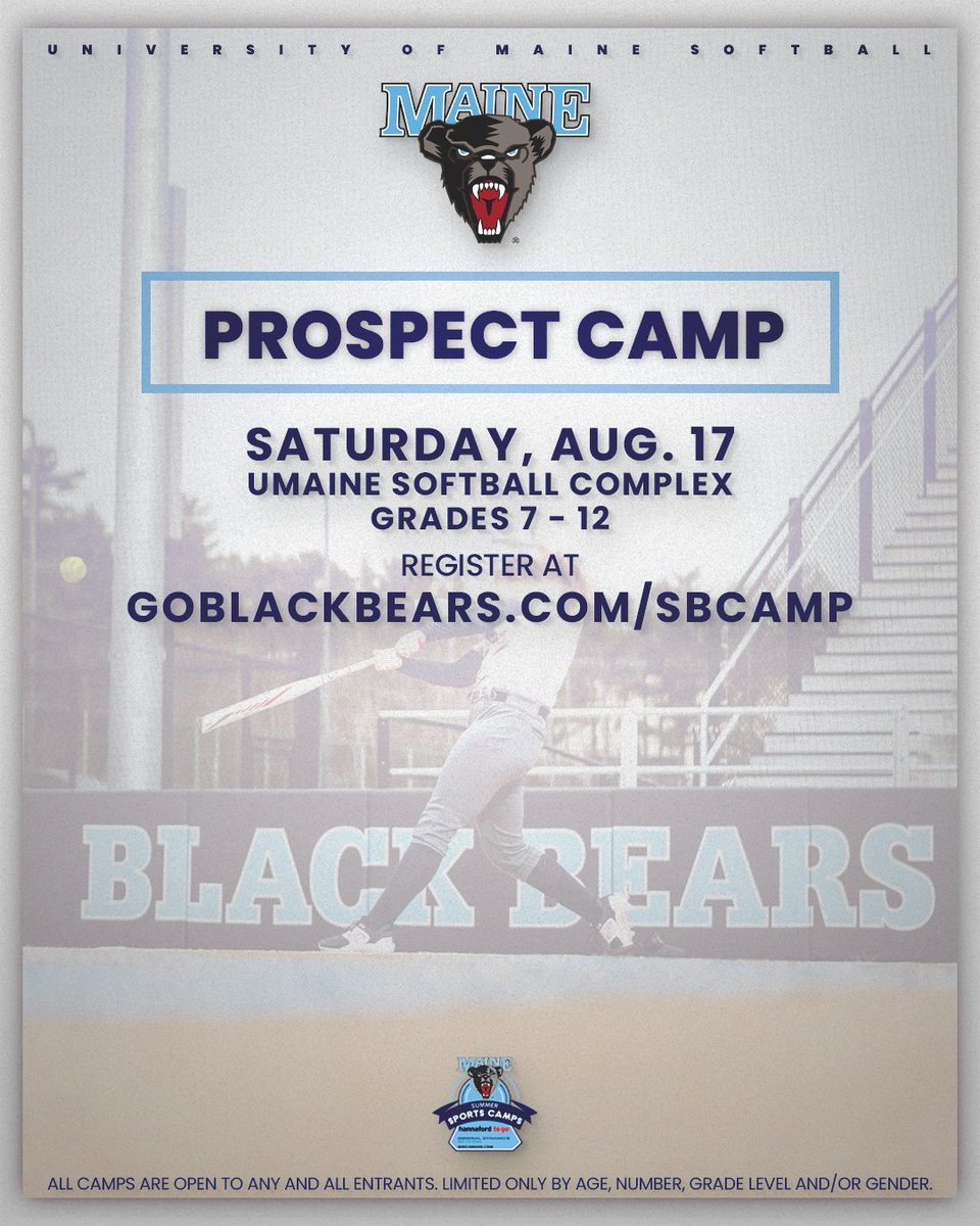 🚨🥎 Prospect Camp 🥎🚨

The Maine Softball Prospect Camp is set for August 17!

REGISTER → GoBlackBears.com/SBCamp