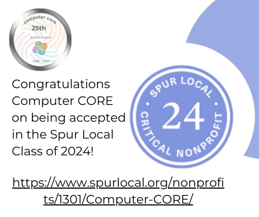 ComputerCORE's tweet photo. Congratulations Computer CORE on being accepted into the Spur Local Class of 2024!
https://t.co/3XdEJKphqI
#catalogueforphilanthropy #spurlocal #classof2024 #digitalinclusion #digitalequity #alxcommunity #fpc https://t.co/PNRJGifLM4