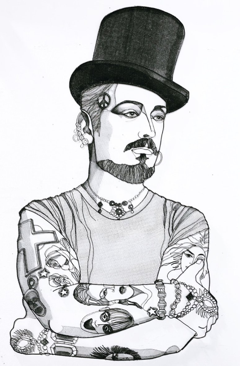 For this #CCFanFriday, we're highlighting the talented @yossipeledart who  sculpted Boy George out of metal wire and mesh! 🤩, image size:774x1180