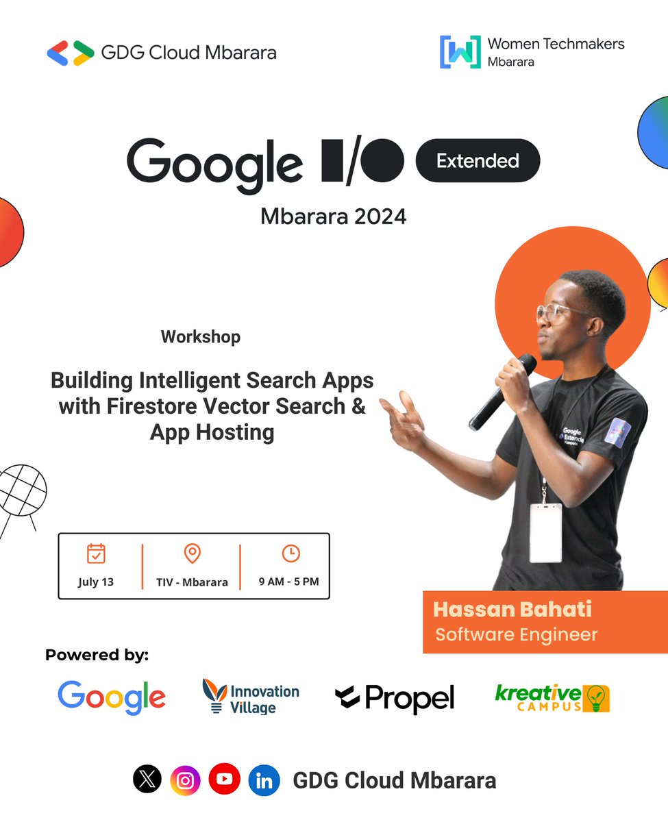 GDGCloudMbarara's tweet photo. 🚨 Speaker #8

We're excited to announce @HassanBahatiM as our eighth speaker at #IOExtendedMbarara this Saturday, July 13! 🥳

Hassan is a seasoned software engineer with experience building solutions in Uganda, Zambia, and the U.S.

RSVP here: https://t.co/1gksD7iUlr https://t.co/mxa0LRBNuQ