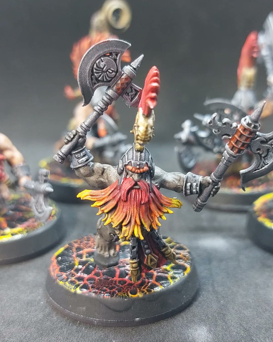 TSGJosh's tweet photo. You could say I'm all fired up ready for Age of sigmar 4th edition! Getting my Fyreslayers painted up ready for the new AoS. Who esle is excited by it? What army are you going run? 

#Warhammer #WarhammerCommunity #fyerslayers #ageofsigmar #Skaventide #AoS4th https://t.co/skG6XdHZw6