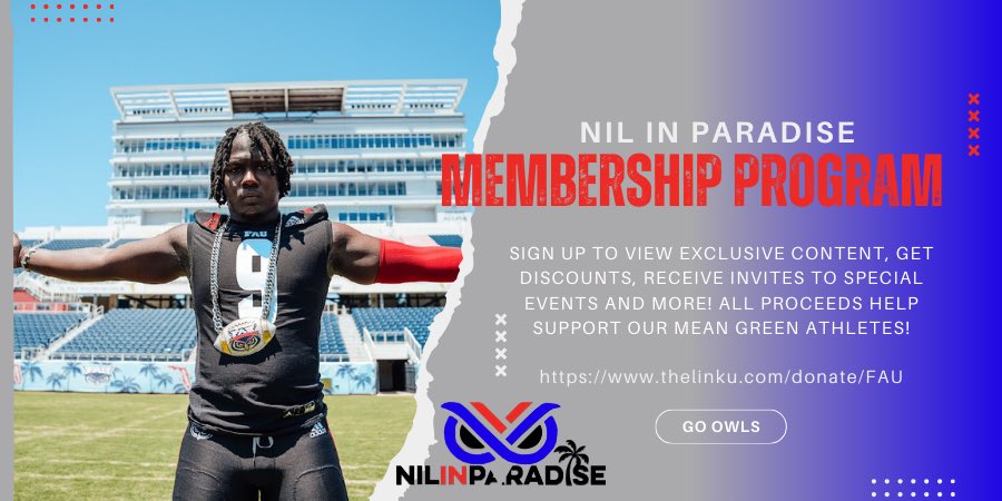 Eric Brantley, Jr † (@ericbrantleyjr1) on Twitter photo Owl Nation! Be sure to sign up for the <a href="/nilinparadise_/">NILinParadise</a> membership program to see all the BTS of being a FAU athlete, exclusive offers/invites, and so much more! All proceeds directly benefit FAU student athletes! #GoOwls thelinku.com/donate/FAU (thelinku.com/donate/FAU) Owl Nation! Be sure to sign up for the <a href="/nilinparadise_/">NILinParadise</a> membership program to see all the BTS of being a FAU athlete, exclusive offers/invites, and so much more! All proceeds directly benefit FAU student athletes! #GoOwls thelinku.com/donate/FAU (thelinku.com/donate/FAU)