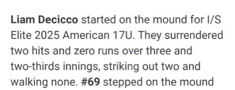 liam_decicco's tweet photo. Stat line from one of my starts this summer #uncommited #classof2025 https://t.co/xss0XiPato
