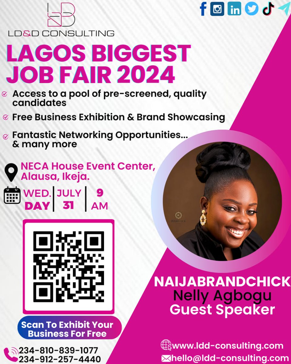 Dave_Bababoy's tweet photo. @kusssman Whether you're a job seeker🔎or a business looking to hire, this is the perfect opportunity to meet, network, get hired and grow⚡️. 

Join us at our upcoming Job Fair on 🗓WEDNESDAY, JULY 31st at NECA HOUSE, Alausa, Ikeja. 

Register to Exhibit for FREE:
https://t.co/M1WQrSfqT0 https://t.co/JKhCkwdgir