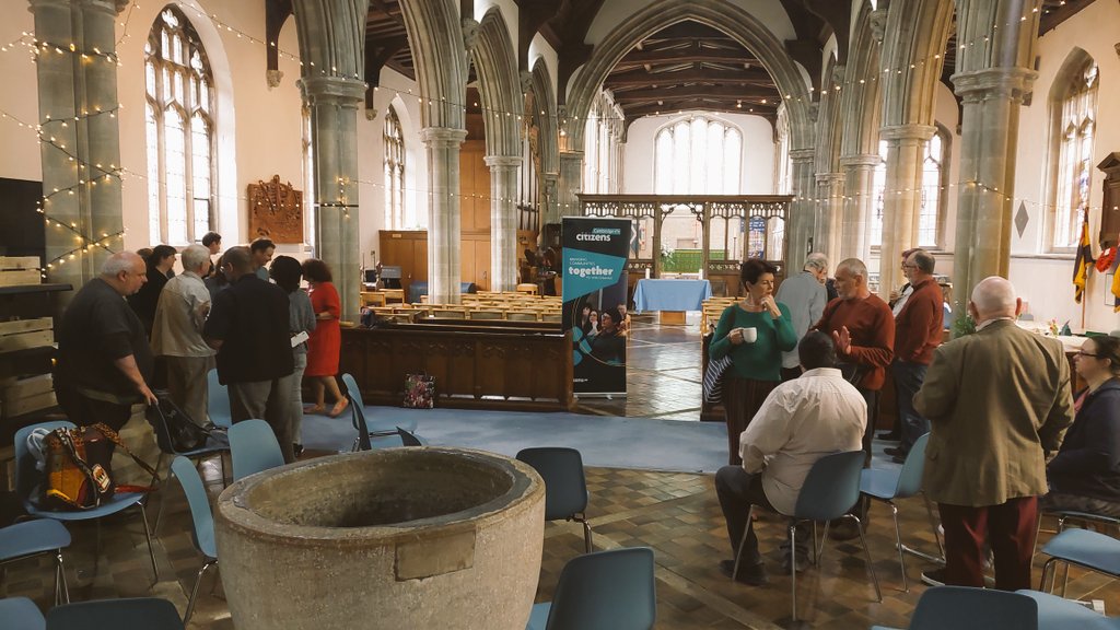 CambridgeCitiz4's tweet photo. Great weaving trust event this evening at St Andrew's Church Cherry Hinton. 40 people from across the community came together to have short 121s and share what their hopes and fears for their community. https://t.co/zOkVpML3IG