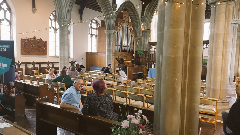 CambridgeCitiz4's tweet photo. Great weaving trust event this evening at St Andrew's Church Cherry Hinton. 40 people from across the community came together to have short 121s and share what their hopes and fears for their community. https://t.co/zOkVpML3IG