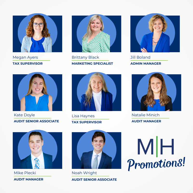 MartinHoodCPAs's tweet photo. We are delighted to announce the promotion of Megan Ayers, Brittany Black, Jill Boland, Kate Doyle, Lisa Haynes, Natalie Minich, Mike Plecki, and Noah Wright. Their dedication and hard work have been pivotal to our success. Congrats on this well-deserved achievement! https://t.co/7Zdc9bolmY