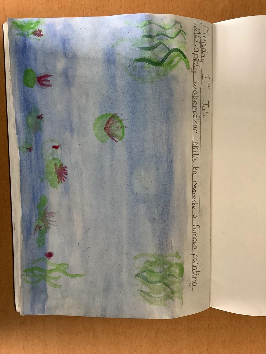 colleylane's tweet photo. Year 4 have been using #watercolours to recreate  #ClaudeMonet’s famous ‘Water Lily’ picture.  🎨🖌️
#art #painting #personalpotential @WinAcadTrust https://t.co/wk7Q000gAK