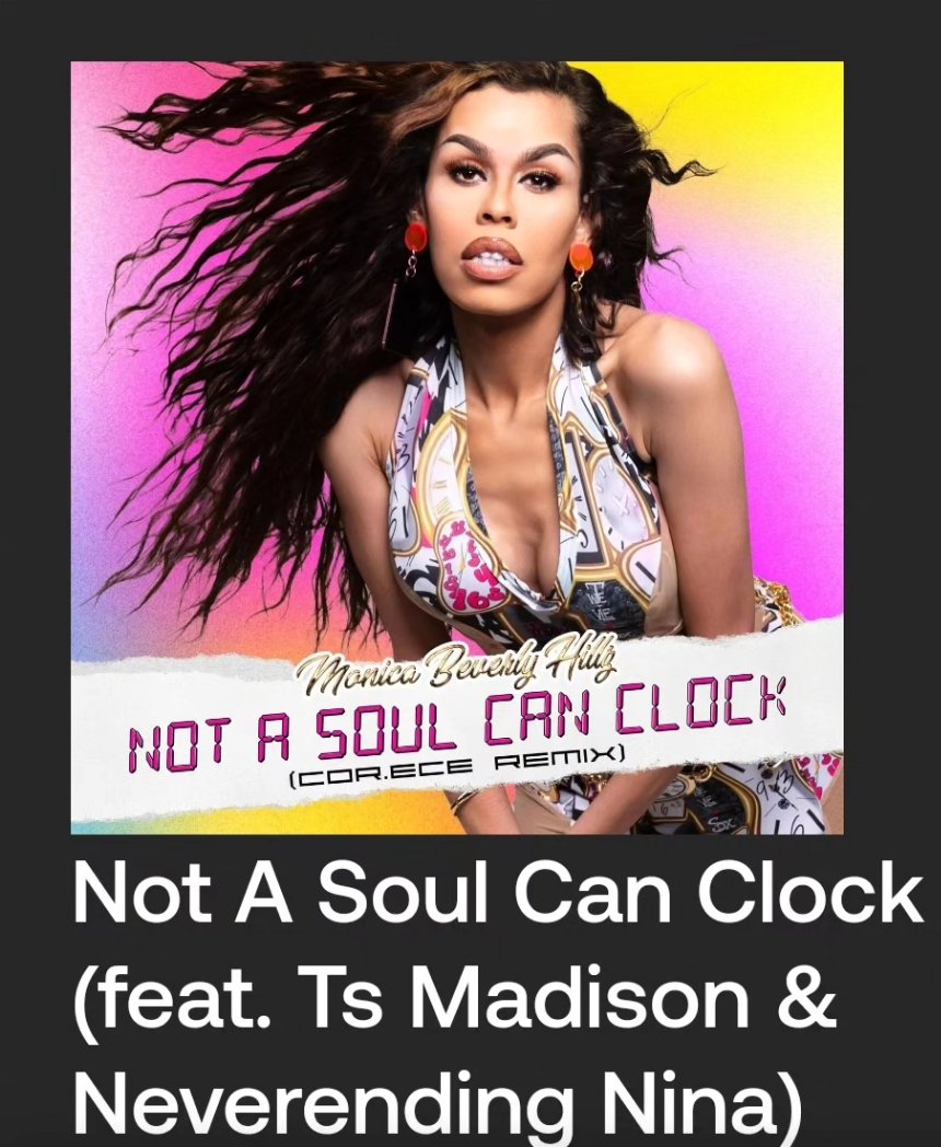 ICONIC 🏳️‍⚧️🔥🎶
<a href="/MonicaBHillz/">MBH ✨</a> Not A Soul Can Clock ⏰️ remix feat <a href="/TsMadisonatl1/">Ts Madison</a> @neverendingninanotes  @MrCorece 🙌🎶
Go Download/Support/Stream Now!!
This single supports the Legendary work at @kctransformations under the direction of the Lady Dame <a href="/merriquej/">Merrique Jenson</a> 🙌