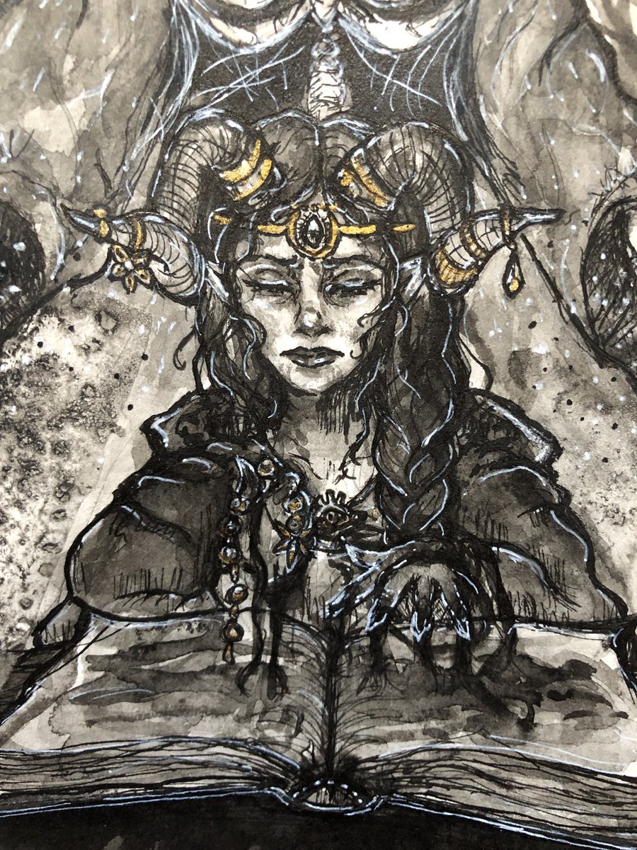 maulychu's tweet photo. Just finished this ink (and salt) piece inspired by @erinmevans Books of the Usurper series. If you haven’t yet, go read them. They’re amazing. ✨ 
#characterart https://t.co/NhSndvTV8x