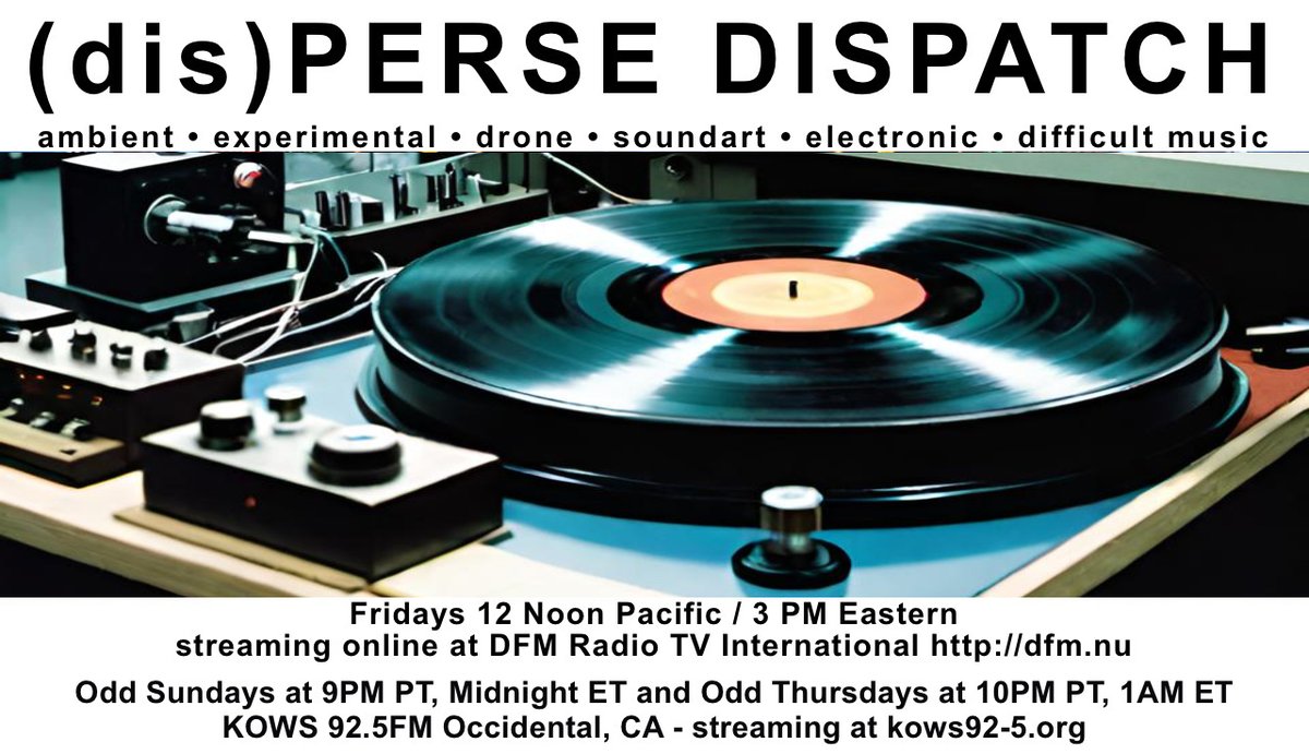 auricular's tweet image. This week, (dis)PERSE Dispatch Episode #683 will feature tracks by Kate Carr, Martyyna, Mabe Fratti, Richie Culver, Senyawa, Cincel, Klinikum, Ibukun Sunday, Shackleton and Six Organs of Admittance, Terry Riley, Eiko Ishibashi, d'Eon, Kupa Kapsa Ensemble, and more...