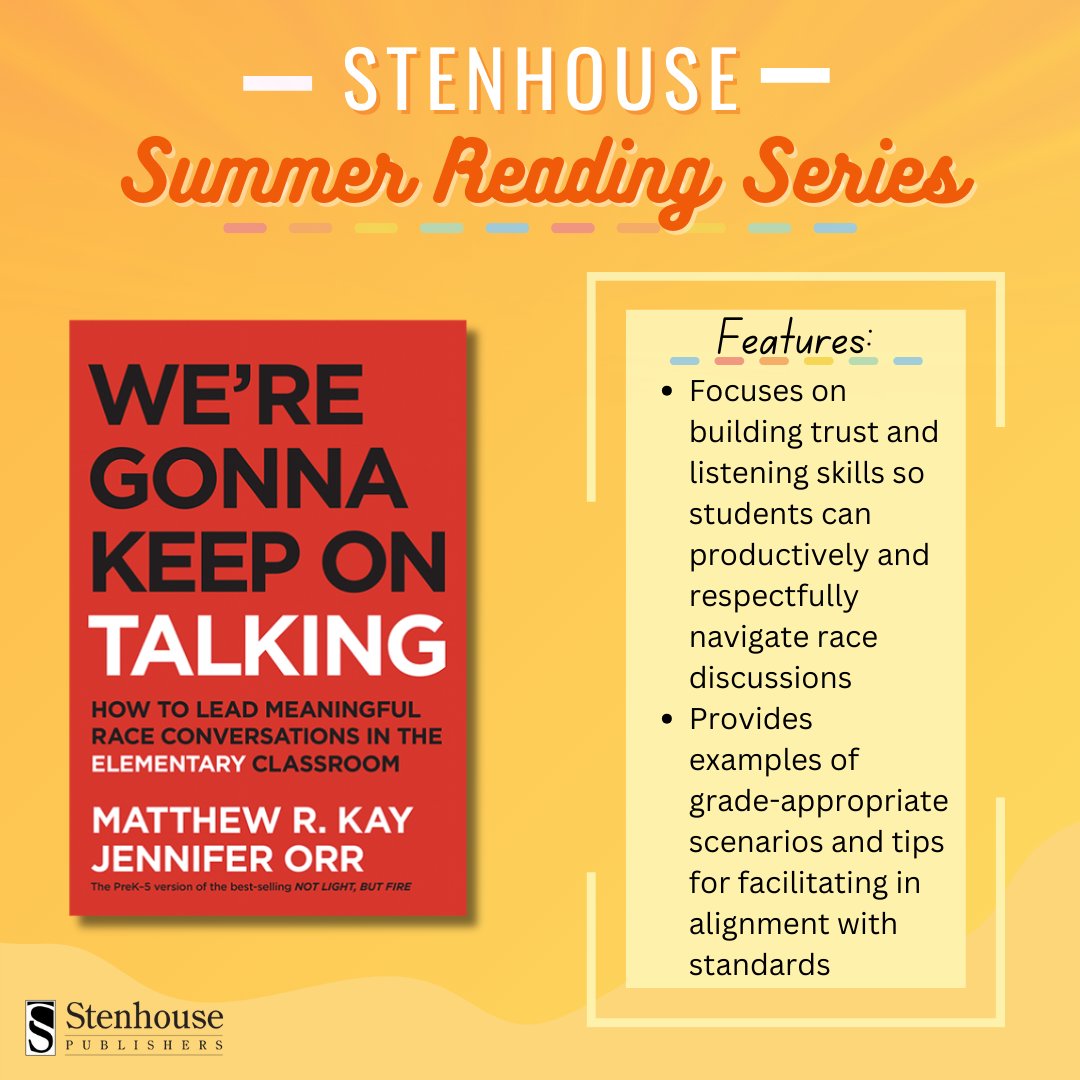 Stenhouse Publishers (@stenhousepub) on Twitter photo It's #summerreading time! We're Gonna Keep On Talking by <a href="/MattRKay/">Matthew R. Kay</a> and <a href="/jenorr/">Jennifer Orr</a> helps you build a classroom community centered in active listening, respect, and analysis. Learn how to use this resource in your classroom: routledge.com/Were-Gonna-Kee… #StenhousePub #KeepOnTalking It's #summerreading time! We're Gonna Keep On Talking by <a href="/MattRKay/">Matthew R. Kay</a> and <a href="/jenorr/">Jennifer Orr</a> helps you build a classroom community centered in active listening, respect, and analysis. Learn how to use this resource in your classroom: routledge.com/Were-Gonna-Kee… #StenhousePub #KeepOnTalking