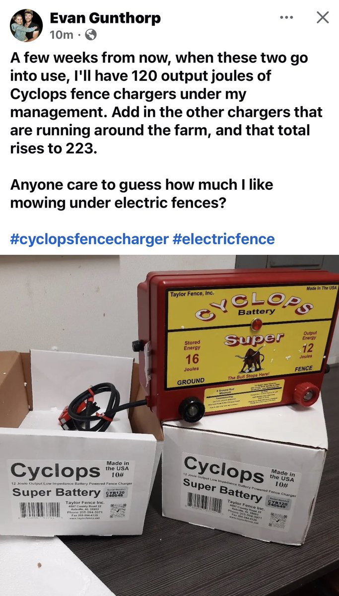 GGunthorp's tweet photo. Starting to gather the last of the equipment for our utility scale #solarsheep enterprise.
Two cyclops fence chargers that will be run off solar chargers with 12 volt deep cycle batteries.
We visited the site this morning. https://t.co/0SrgNSUY4u