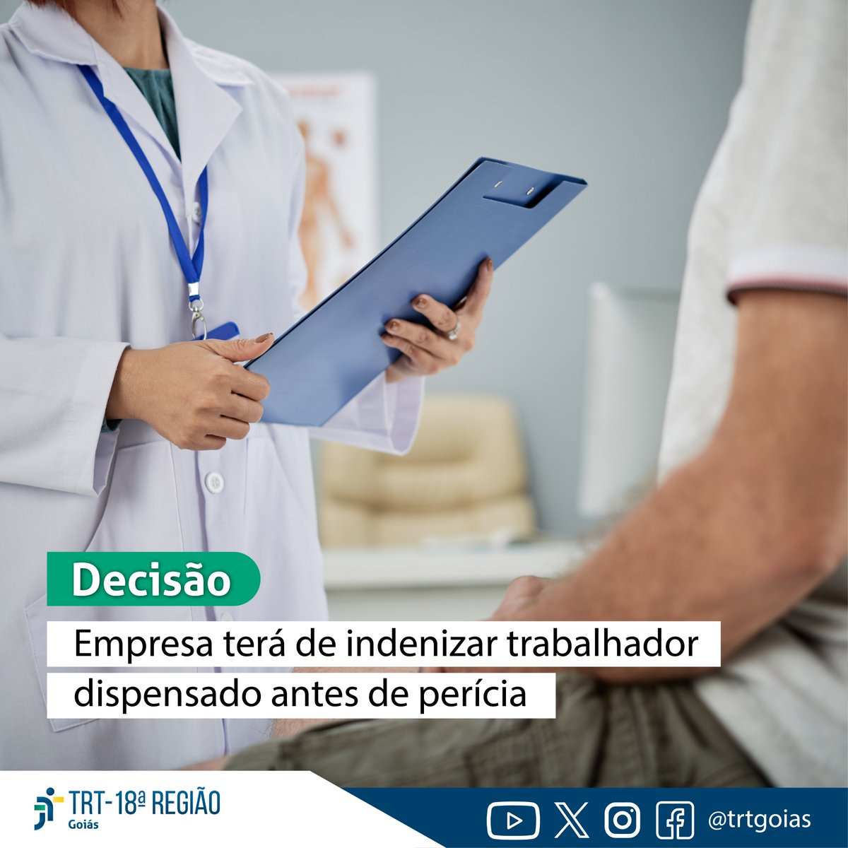 O trabalhador teve trombose profunda na veia ilíaco-femoral direita, que o incapacitou para o trabalho. A empresa o dispensou antes da realização da perícia no INSS. Leia mais em: trt18.jus.br/.../trabalhado… .
#TRT18 #danomoral #dispensadiscriminatória