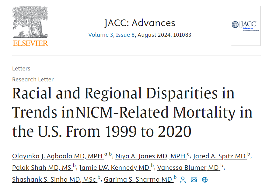 Garima Sharma M.D (@garimavsharmamd) on Twitter photo New 20 year racial and regional data on 20 year mortality trends in NICM from CDC WONDER by <a href="/ISHVnews/">Inova Schar Heart and Vascular</a> Women's CVH and prevention fellow <a href="/ykjohnson07/">Olayinka J. Agboola</a> in <a href="/JACCJournals/">JACC Journals</a> #JACCAdvances
sciencedirect.com/science/articl… New 20 year racial and regional data on 20 year mortality trends in NICM from CDC WONDER by <a href="/ISHVnews/">Inova Schar Heart and Vascular</a> Women's CVH and prevention fellow <a href="/ykjohnson07/">Olayinka J. Agboola</a> in <a href="/JACCJournals/">JACC Journals</a> #JACCAdvances
sciencedirect.com/science/articl…