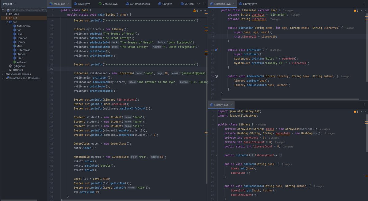 mutohir_exe's tweet photo. I've been learning Java for a while now...
I've covered:
• Data types
• Input and type casting
• Conditionals
• Lists, Array lists
• Sets
• Loops
• Hash Maps
• Classes
• Objects
• Interfaces
• Static keyword
• Inheritance
•Overloading methods
•Inner Classes
•Enums https://t.co/cHevalMlbq