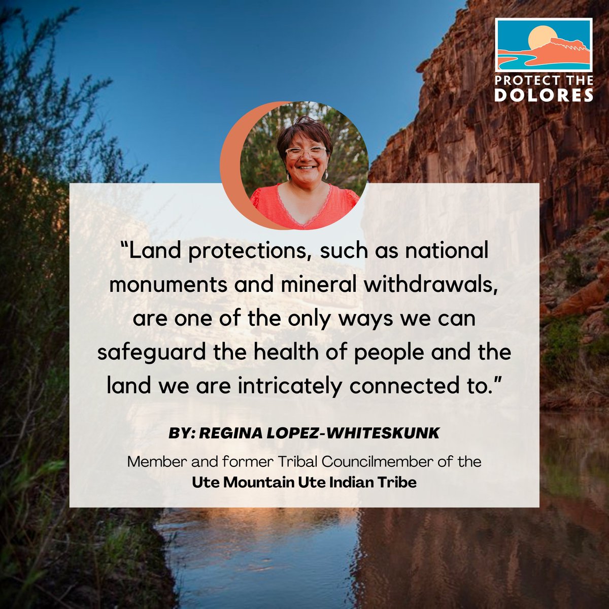 Check out Regina Lopez-Whiteskunk's op-ed in the Durango Herald! She explains the ties between land protections in the Dolores Canyons and the health, safety and heritage of the Ute Mountain Ute people. #ProtectTheDolores <a href="/SenatorBennet/">Michael Bennet</a> <a href="/SenatorHick/">Senator John Hickenlooper</a> 

bit.ly/462ssIf