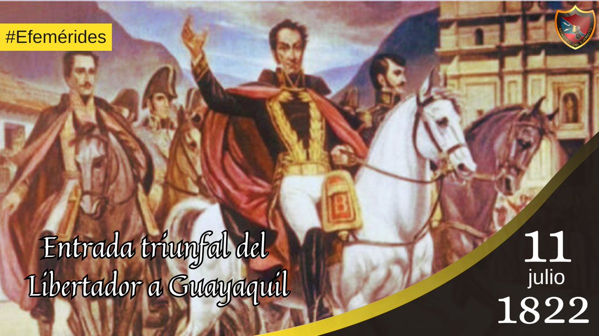 arma_maestra's tweet photo. 📆 #11Jul || Un día como hoy, nuestro Libertador Simón Bolívar hace su entrada triunfal a Guayaquil, siendo recibido por la población que solicitaba incluirse a la unión de las provincias de Venezuela y Nueva Granada, marcando un triunfo para la causa Bolivariana de la Patria. https://t.co/c62Q8zmxgt