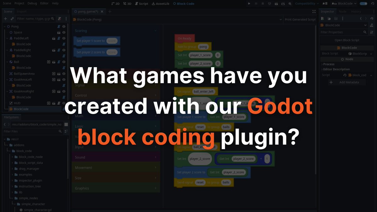 Access_Endless's tweet photo. Have any of you experimented with our new block coding plugin for @godotengine yet? If so, share your games below — we're excited to see what you've created! 🌟🎮 #GameDev #Godot #BlockCoding https://t.co/hDbO9zUQ4V